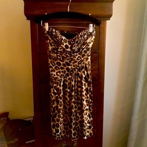 Leopard print strapless dress